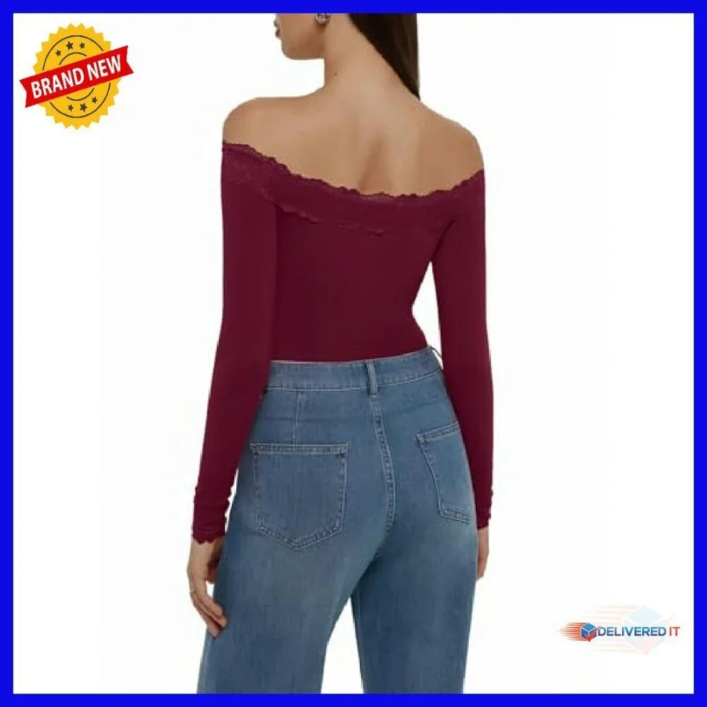Off Shoulder Long Sleeve Lace Bodysuit Sexy Going Out Top